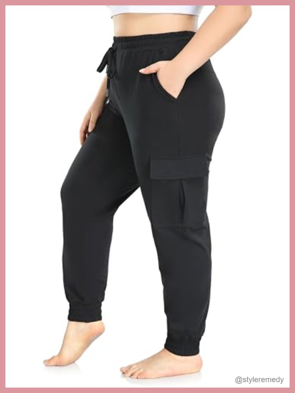 Women's Plus Size Cargo Sweatpants Joggers with Pockets Drawstring Active